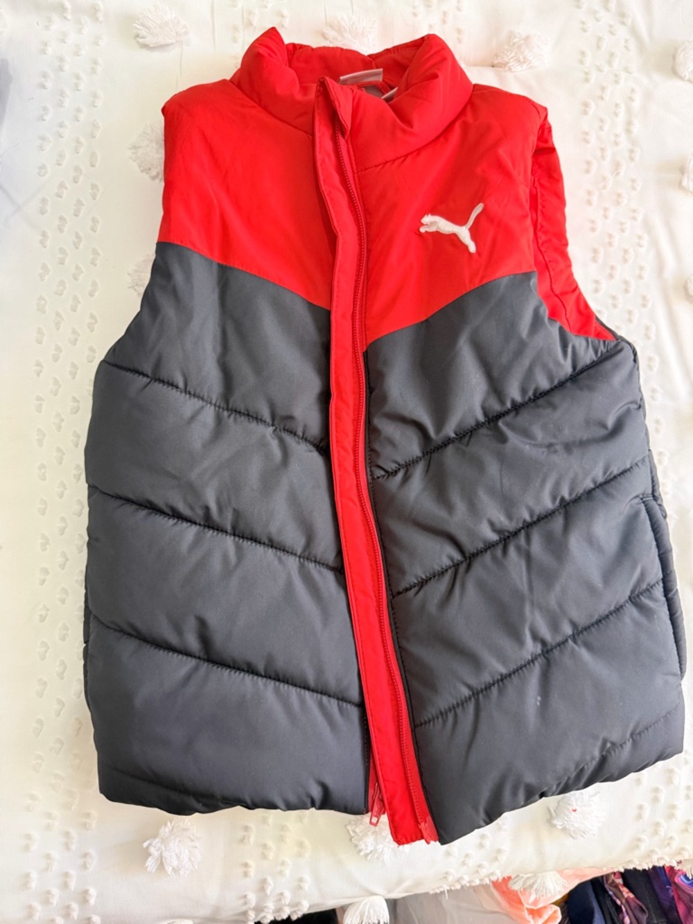Puma Red and Charcoal Quilted Puffer Vest size 5/6